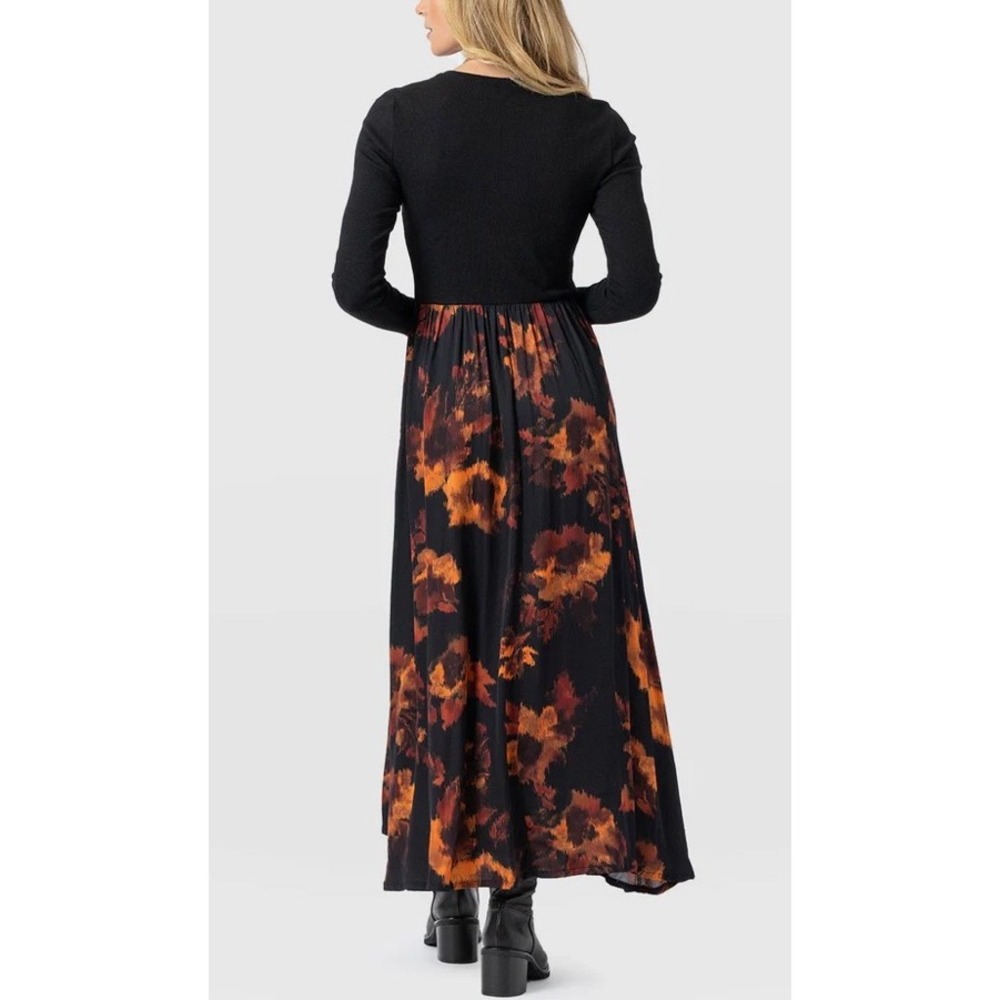 SAINT SOFIA Renee Contrast LongSleeve Dress Autumn Floral Print Maxi Dress 6 NWT - Picture 5 of 9